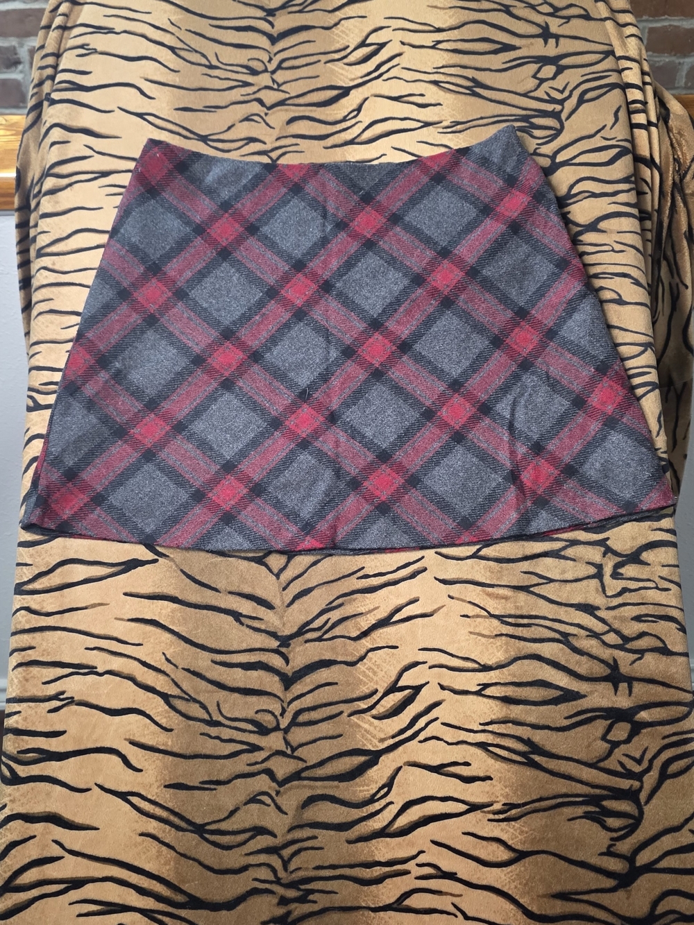 35th & 10th Vintage Gray & Red Plaid Wool Blend A-Line Mini Skirt - Size 11